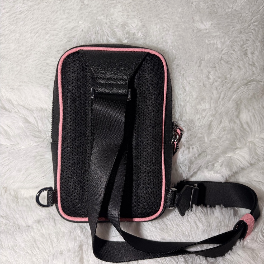 Michael Kors Black Crossbody Pouch with Pink Trim NWT - Picture 2 of 4